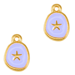 Bedels DQ metaal zeester Goud-lavender purple (nikkelvrij)