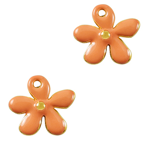 Bedels DQ metaal bloem Goud-oranje (nikkelvrij)