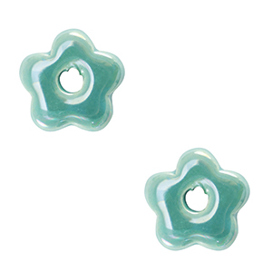 DQ Grieks keramiek kralen bloem Turquoise