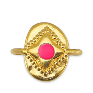 Bedels DQ metaal tussenstuk ovaal Fuchsia-Goud (nikkelvrij)