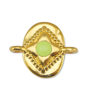 Bedels DQ metaal tussenstuk ovaal Lime Yellow-Goud (nikkelvrij)