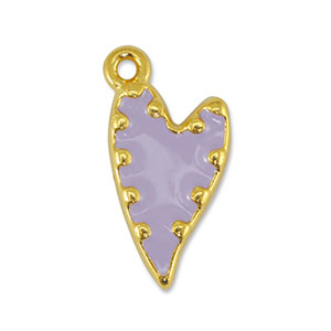 Bedels DQ metaal hart Lilac-Goud (nikkelvrij)