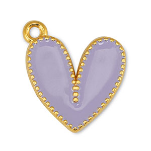 Bedels DQ metaal hart Lilac-Goud (nikkelvrij)