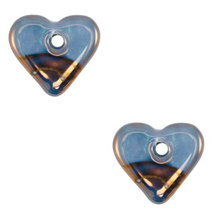 DQ Grieks keramiek kralen hart Blue-bronze