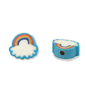 Polymeer kralen regenboog Blue-white