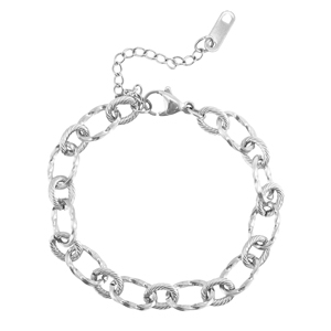 Roestvrij stalen (RVS) Stainless steel schakelarmbanden twisted Silver