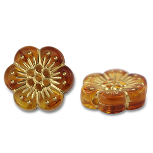 Acryl kralen bloem Orange brown-gold