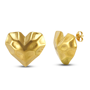Roestvrij stalen (RVS) Stainless steel oorbellen / oorstekers hart Gold
