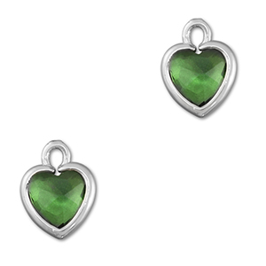 Hangers van Crystal glas hart Green-silver