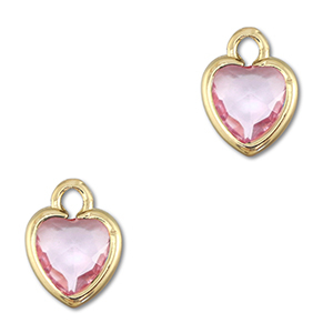 Hangers van Crystal glas hart Light pink-gold
