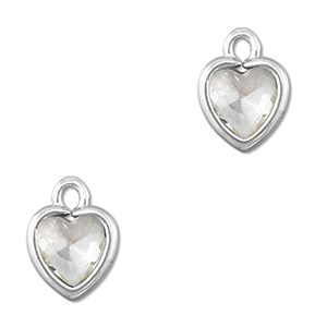 Hangers van Crystal glas hart Transparent-silver