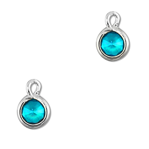 Hangers van Crystal glas rond Aquamarine blue-silver