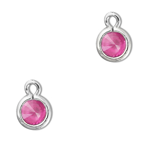 Hangers van Crystal glas rond Dark pink-silver