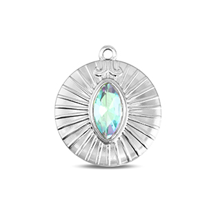 BY31&reg; Roestvrij stalen (RVS) Stainless steel bedels rond Silver-aqua