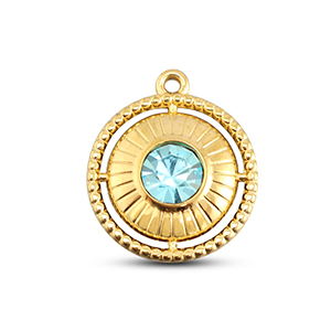BY31&reg; Roestvrij stalen (RVS) Stainless steel bedels rond met ring Gold-aqua