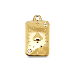 BY31&reg; Roestvrij stalen (RVS) Stainless steel bedels kaart schoppen Gold