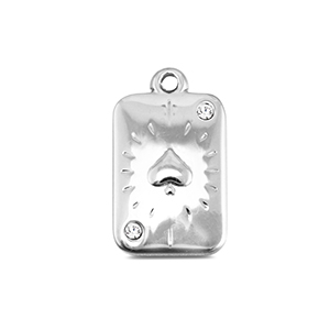 BY31&reg; Roestvrij stalen (RVS) Stainless steel bedels kaart schoppen Silver