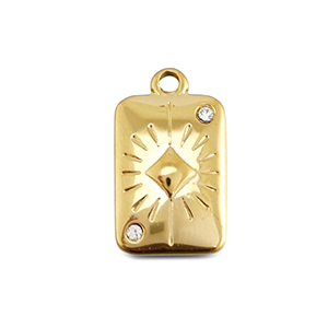 BY31&reg; Roestvrij stalen (RVS) Stainless steel bedels kaart ruit Gold