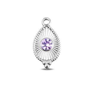 BY31&reg; Roestvrij stalen (RVS) Stainless steel bedels druppel Silver-light lilac