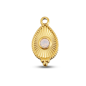 BY31&reg; Roestvrij stalen (RVS) Stainless steel bedels druppel Gold-soft pink opal