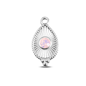 BY31&reg; Roestvrij stalen (RVS) Stainless steel bedels druppel Silver-soft pink opal
