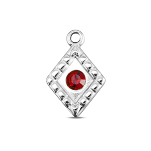 BY31&reg; Roestvrij stalen (RVS) Stainless steel bedels ruit Silver-ruby red
