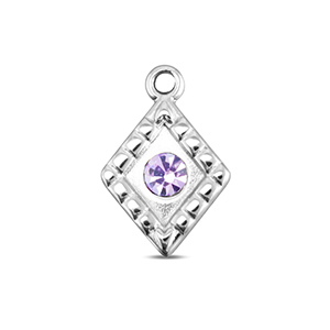 BY31&reg; Roestvrij stalen (RVS) Stainless steel bedels ruit Silver-light lilac