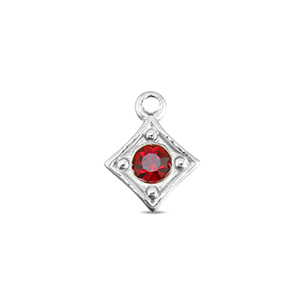 BY31&reg; Roestvrij stalen (RVS) Stainless steel bedels ruit Silver-ruby red