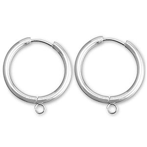 Roestvrij stalen (RVS) Stainless steel oorbellen creolen met oogje 23mm Silver