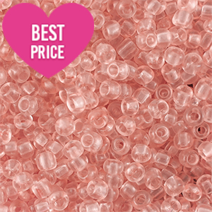 Glaskralen Rocailles 8/0 (3mm) Transparent light peach pink