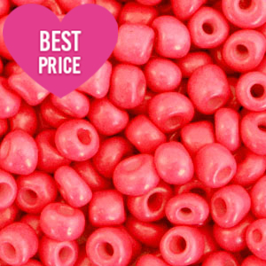 Glaskralen Rocailles 12/0 (2mm) Neon coral red