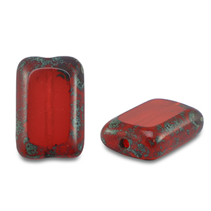 Czech kralen TCB rectangle 12x8mm Transparent red