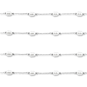 Roestvrij stalen (RVS) Stainless steel onderdelen jasseron met imitatie parels ovaal Silver-white