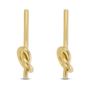 Roestvrij stalen (RVS) Stainless steel oorbellen / oorstekers knoop Gold