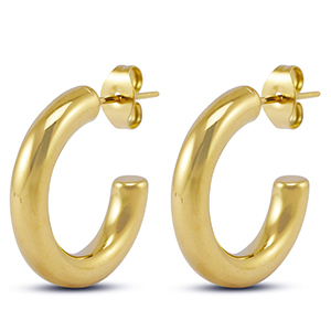 Roestvrij stalen (RVS) Stainless steel oorbellen / oorstekers Gold