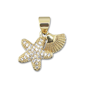 Brass TQ metaal bedels zeester met schelp Gold