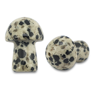 Natuursteen kralen dalmatian stone paddenstoel Greige-black