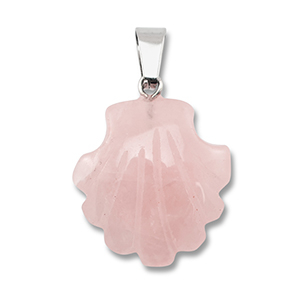 Natuursteen hangers rozenkwarts schelp Pink