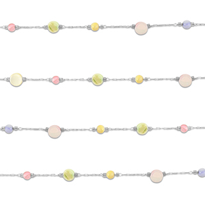 Roestvrij stalen (RVS) Stainless steel onderdelen jasseron rond Silver-multicolour pastel