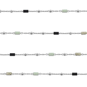 Roestvrij stalen (RVS) Stainless steel onderdelen jasseron mix van natuursteen tube Silver-black-grey