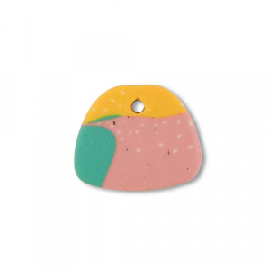 Polymeer hangers trapezium Green-pink-ochre yellow