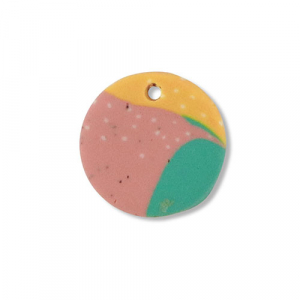 Polymeer hangers rond Green-pink-ochre yellow