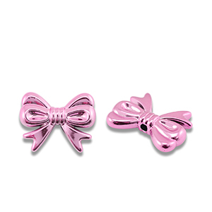 Metallook kralen strik Pink metallic