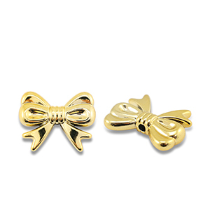 Metallook kralen strik Gold metallic