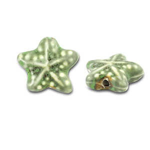 Kralen keramiek zeester Light green