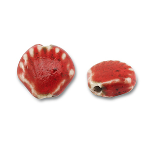 Kralen keramiek schelp Red