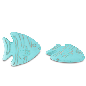 Kralen keramiek vis Turquoise blue
