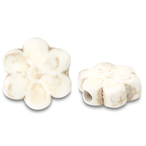 Kralen keramiek bloem Off white