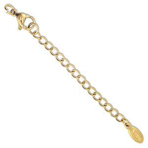 Roestvrij stalen (RVS) stainless steel onderdelen verlengketting set ovaal met karabijnslot Gold