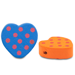 Houten kralen hart Multicolour